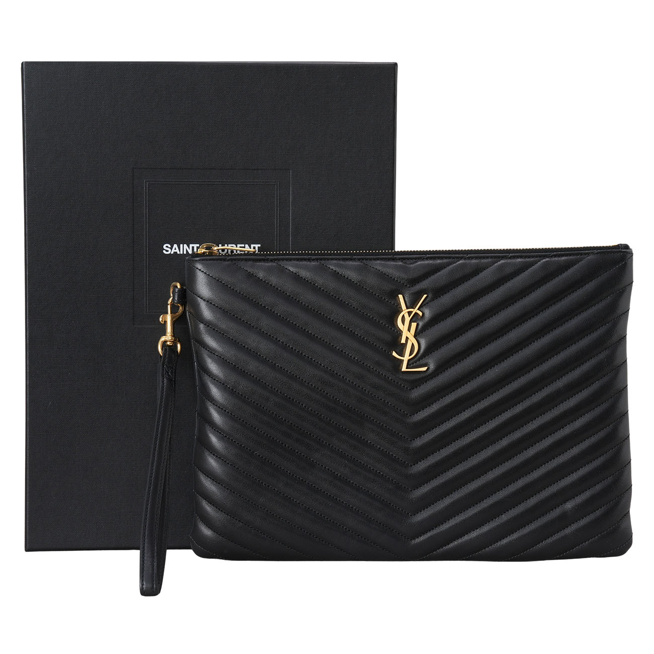 YVES SAINT LAURENT(USED)생로랑 559193 모노그램 쉐브론 클러치